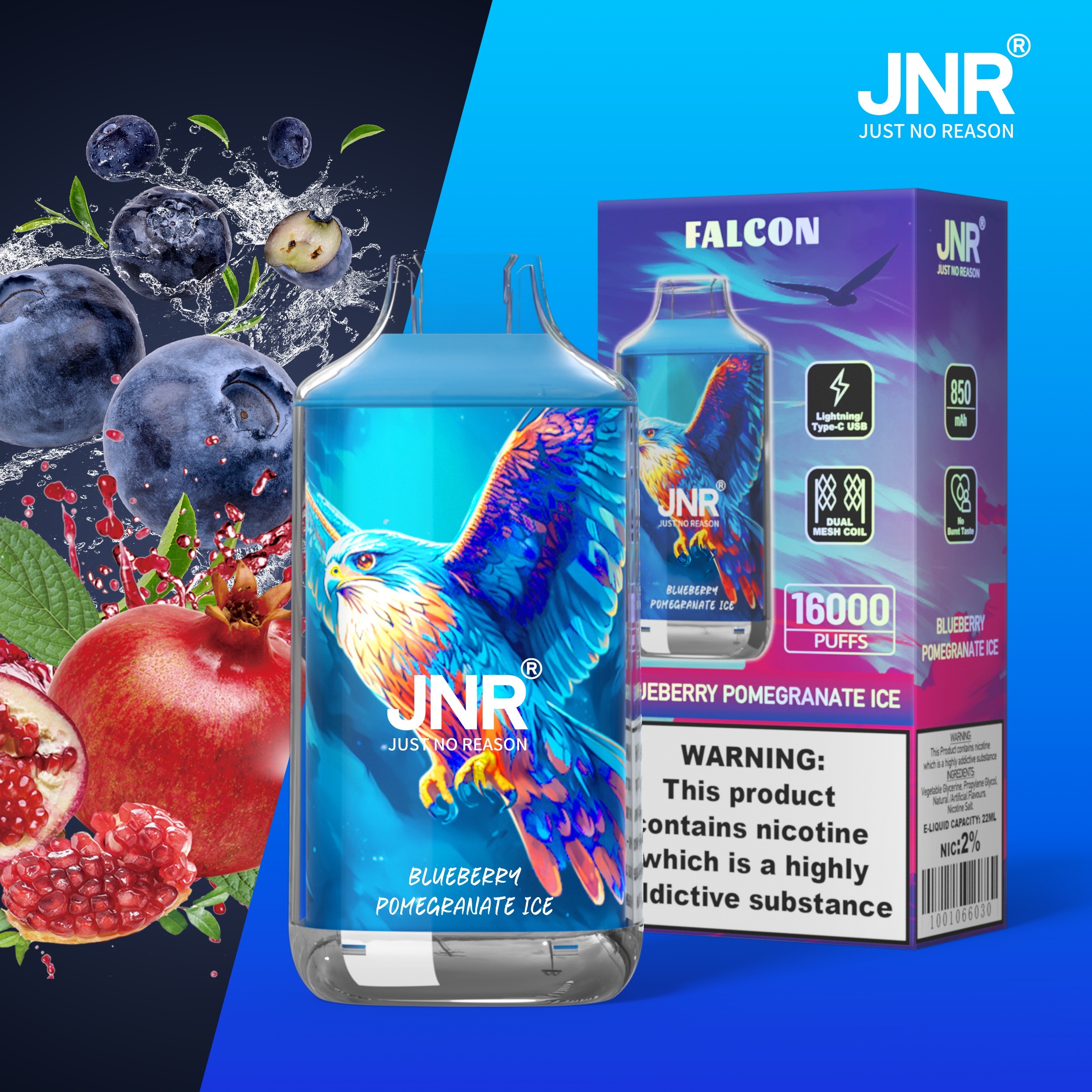 Blueberry Pomegranate Ice Jnr Falcon Puff 16k