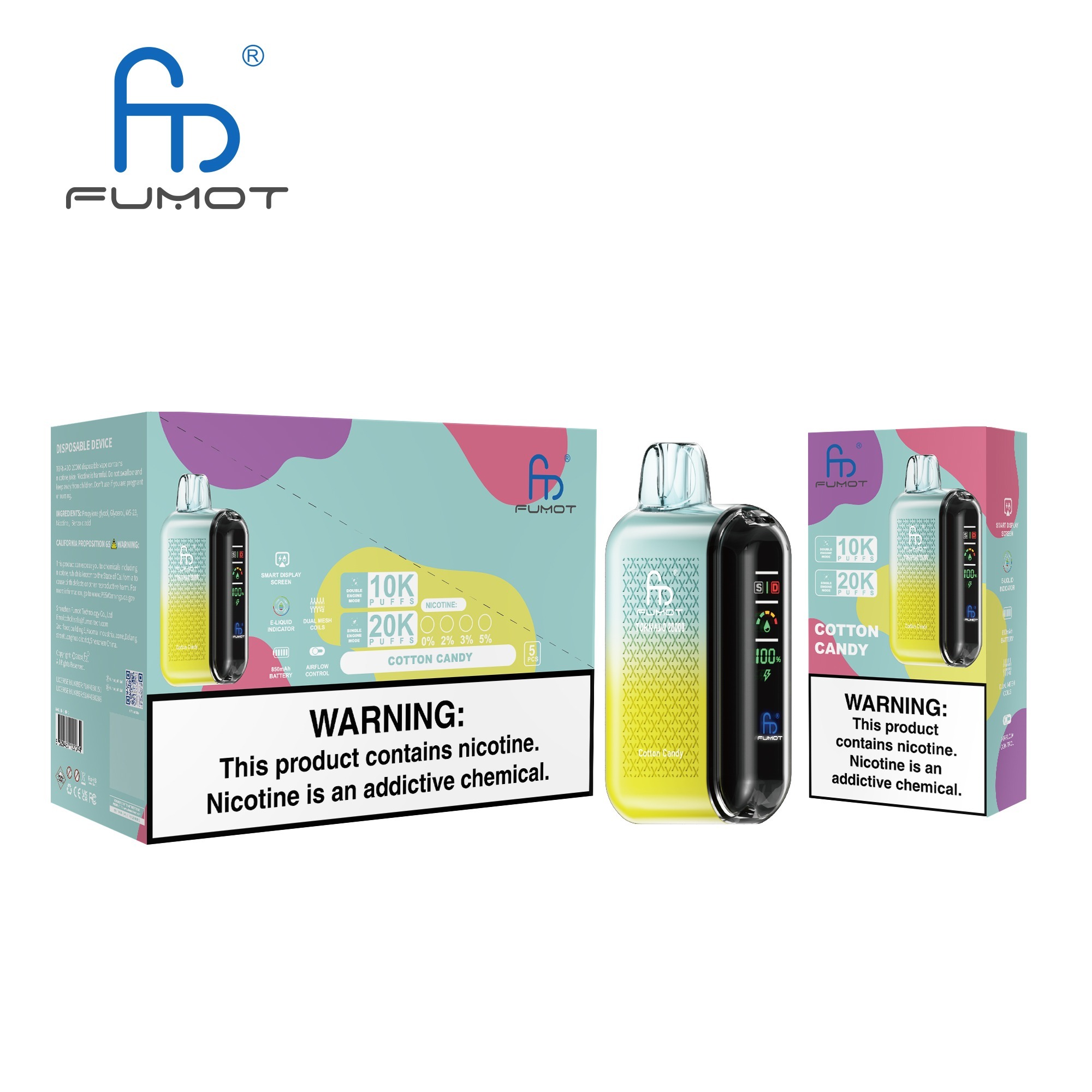 Cotton Candy Fumot Randm Tornado 20000 Puffs Vape