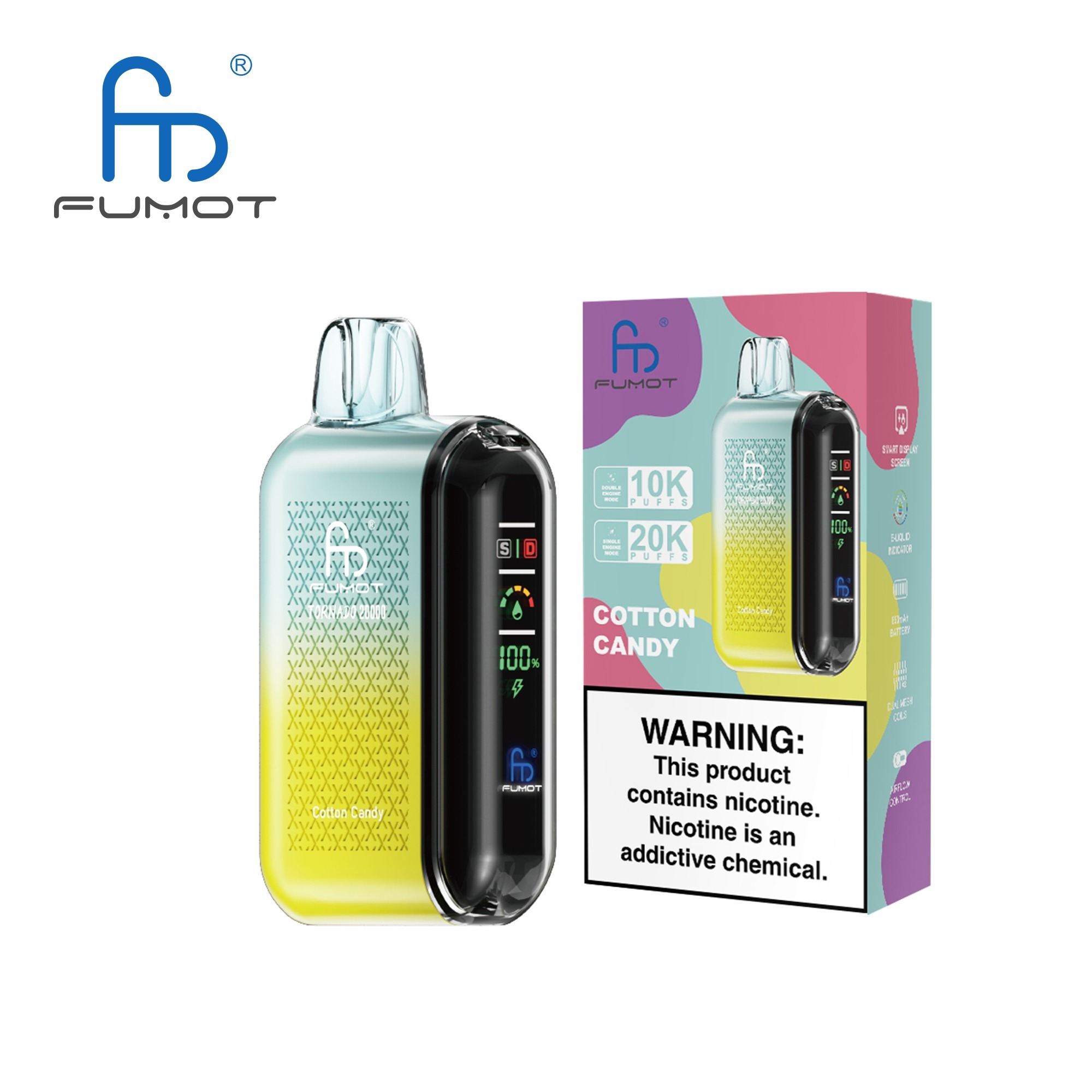 Cotton Candy Fumot Randm Tornado 20000 Puffs Vape