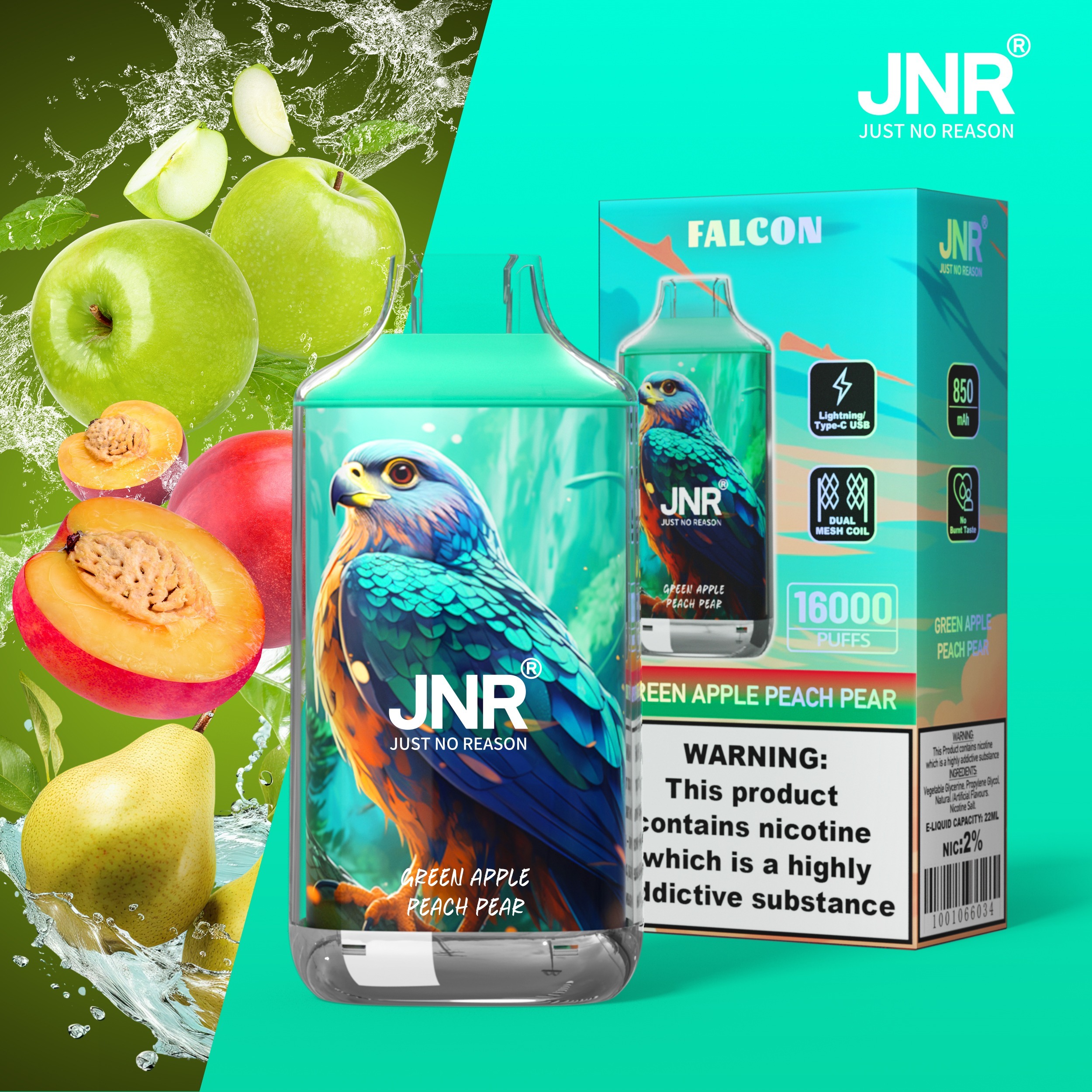 Green Apple Peach Pear Jnr Falcon Puff 16k