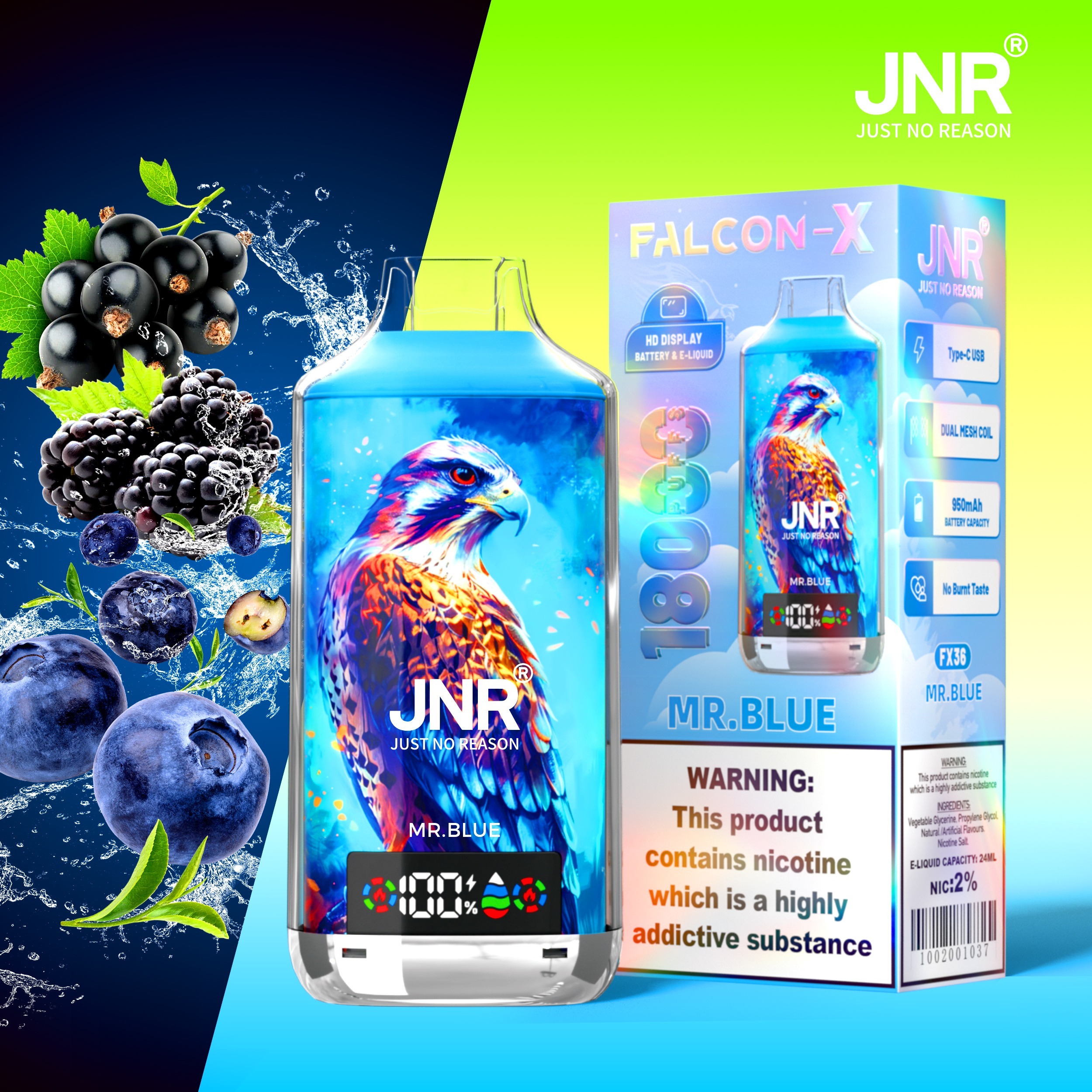 Mr Blue Jnr Falcon X Puff 18k Vape