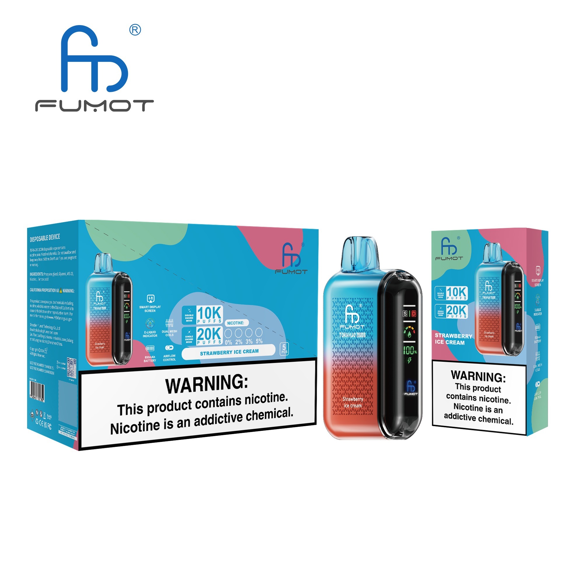 Strawberry Ice Cream Fumot Randm Tornado 20000 Puffs Vape
