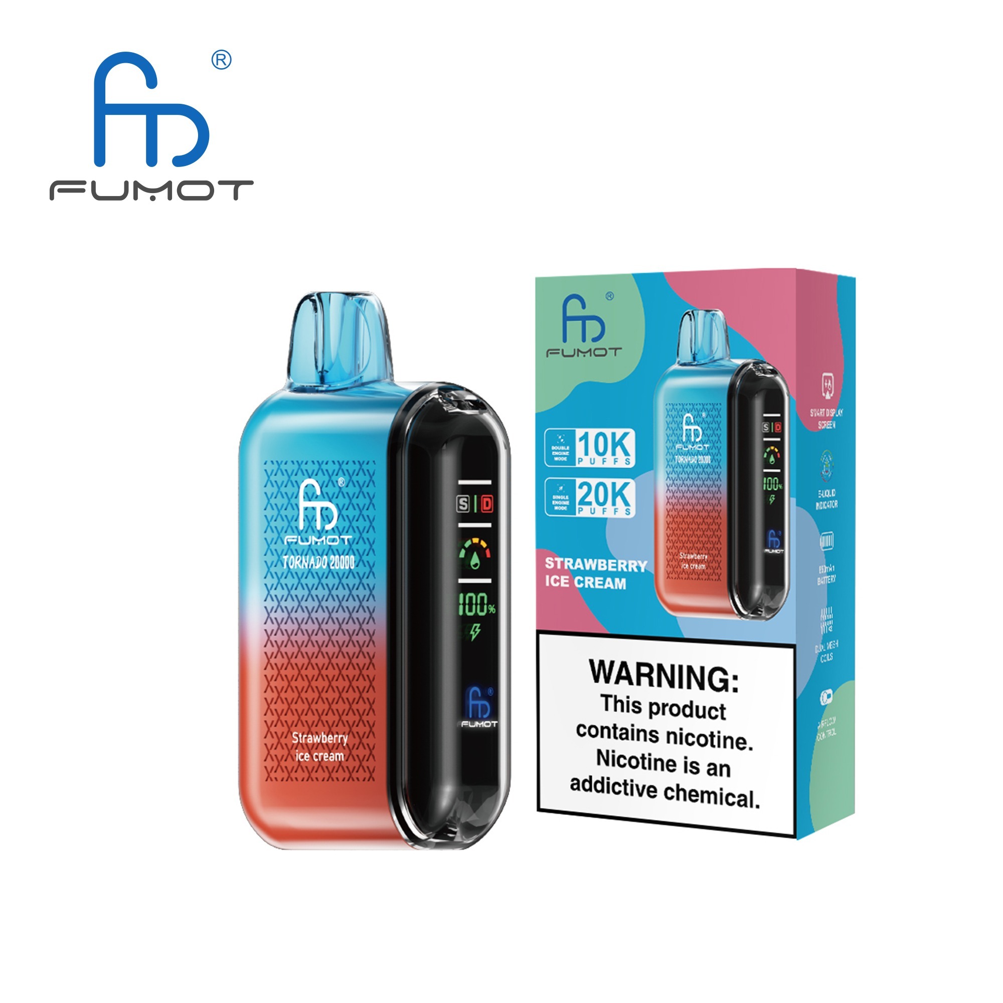Strawberry Ice Cream Fumot Randm Tornado 20000 Puffs Vape