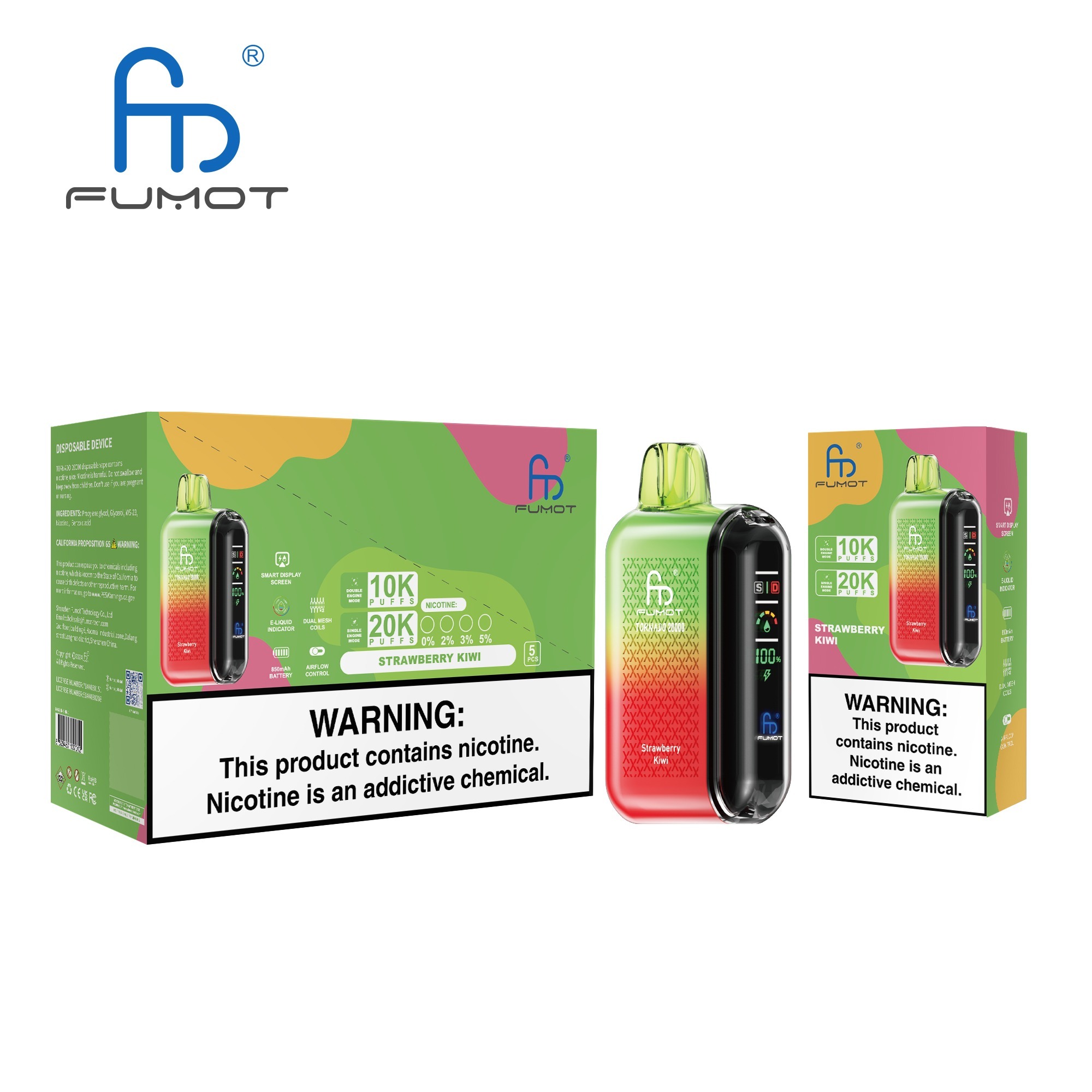 Strawberry Kiwi Fumot Randm Tornado 20000 Puffs Vape