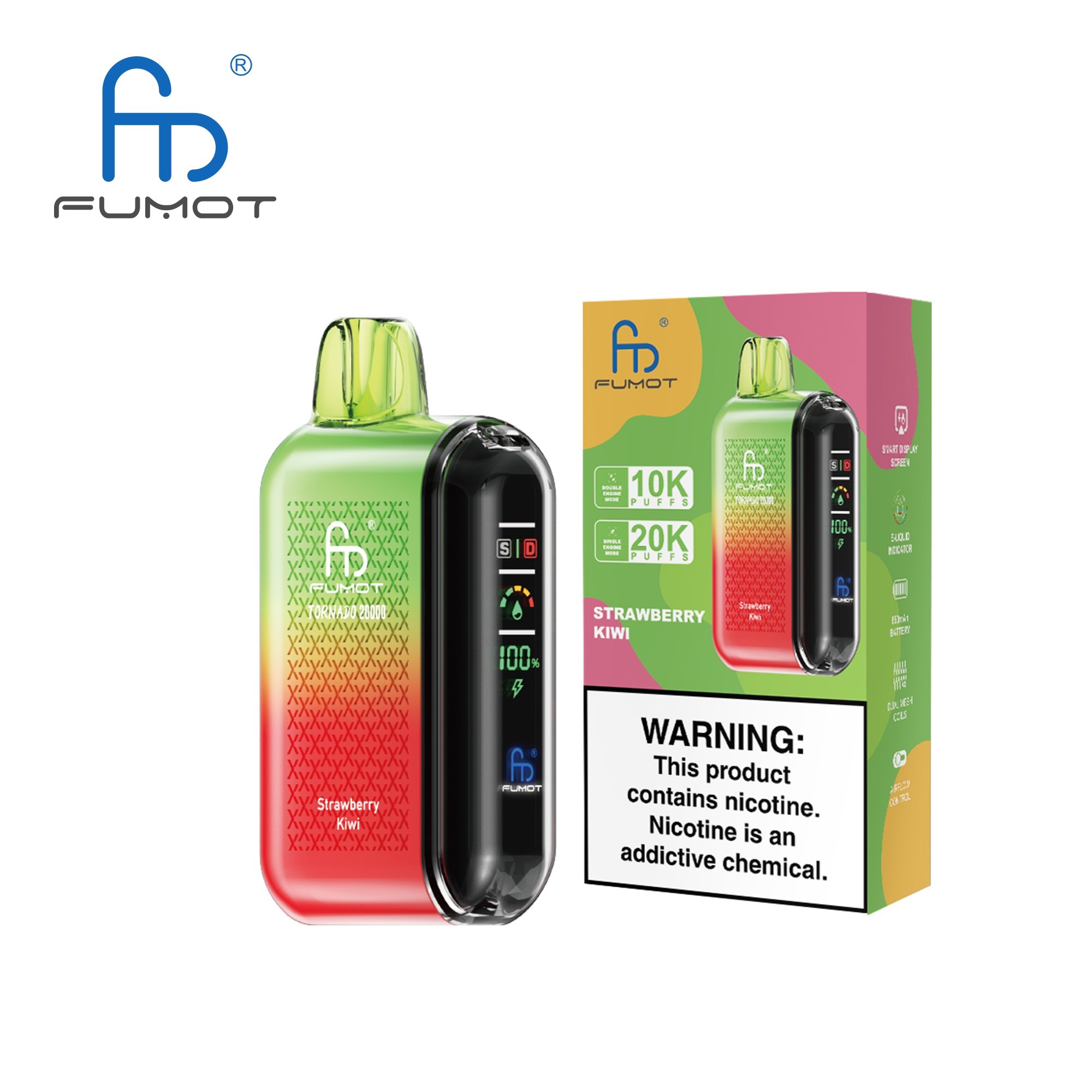 Strawberry Kiwi Fumot Randm Tornado 20000 Puffs Vape